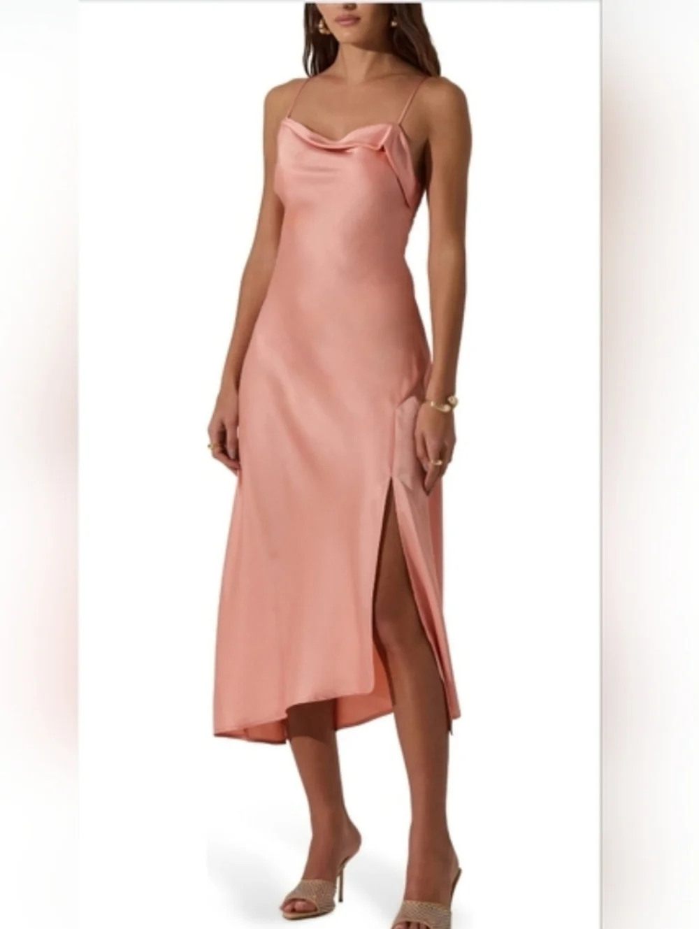 ASTR The Label Cowl Neck Slip Dress ~ Coral Sz Med NWT